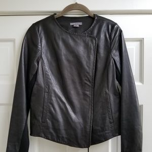 VinceBlack leather asymmetric biker leather jacket